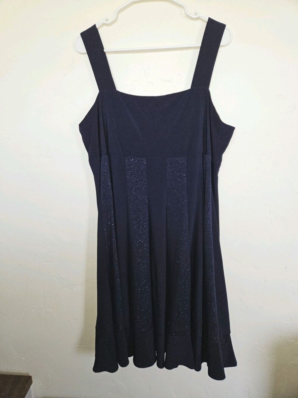 R&M Richards Women's Shoulder Strap Fit And Flare Dress, Navy With Sparkel, 18